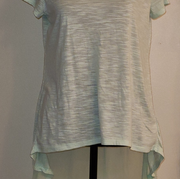 Forever 21 high low chiffon mint green top size S - Picture 13 of 16